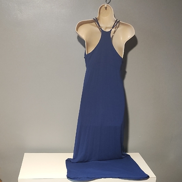 Willi Smith Elegant Blue Women's Faux Wrap Front Maxi Dress - Picture 12 of 17